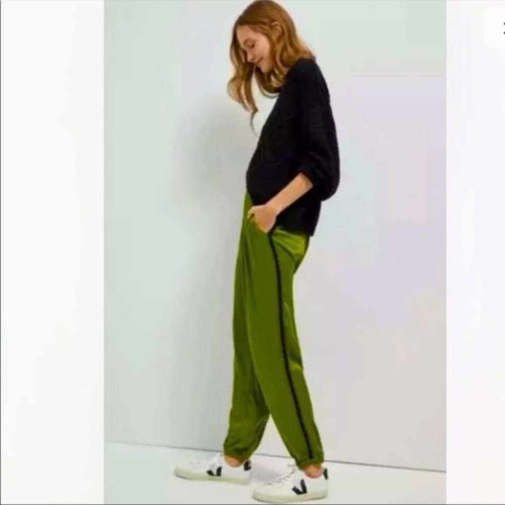Anthropologie Diandra pleated satin joggers